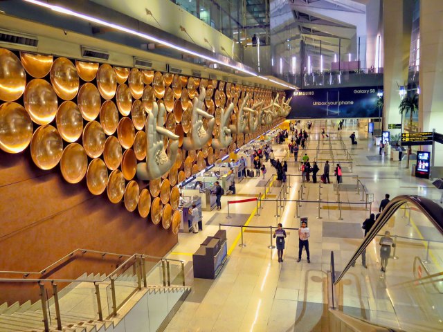 Interior of terminal building at Delhi's Indira Gandhi International Airport