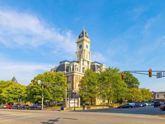 Victorian building on street corner in Noblesville, Indiana