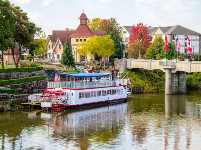 Steamboat on river in Frankenmuth, Michigan