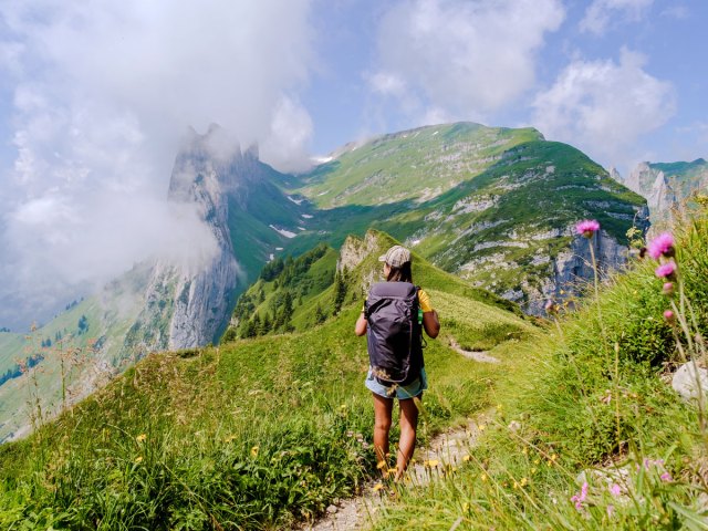 Hiker in the Swiss Alps