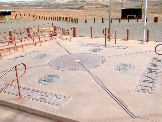 Four Corners Monument marking the point where Arizona, New Mexico, Colorado, and Utah meet