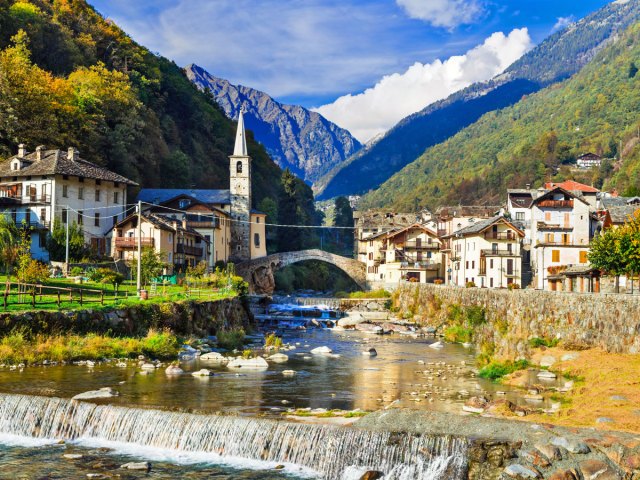 Picturesque village in the Italian Alps