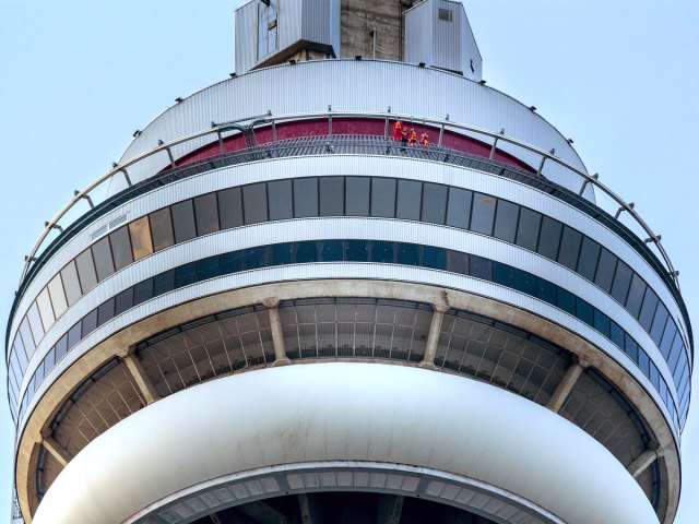 Close-up of CN Tower Edgewalk in Toronto, Canada