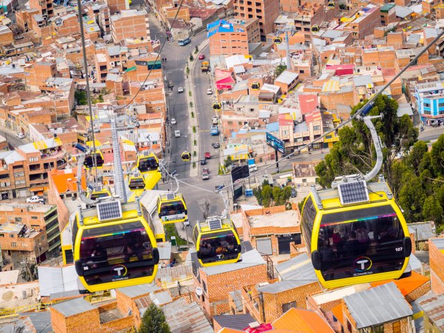 Aerial tramway over La Paz, Bolivia, seen from above