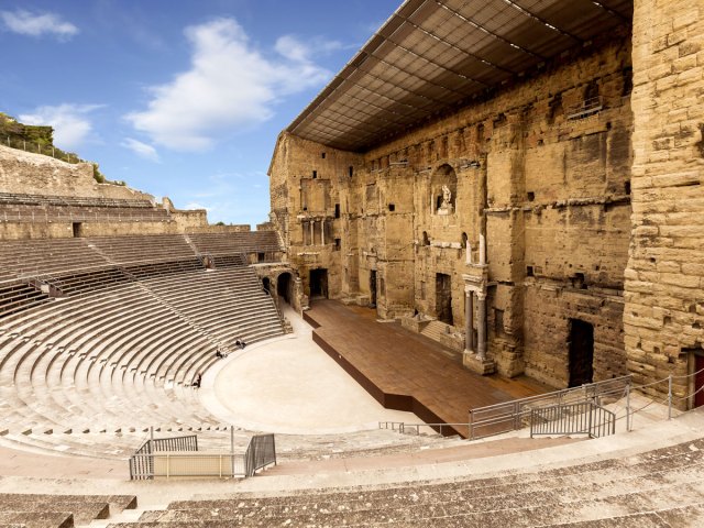 View from side of the stage of the Roman Theater of Orange, France