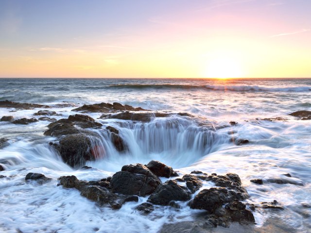 Thor's Well off the Oregon coast, seen from above