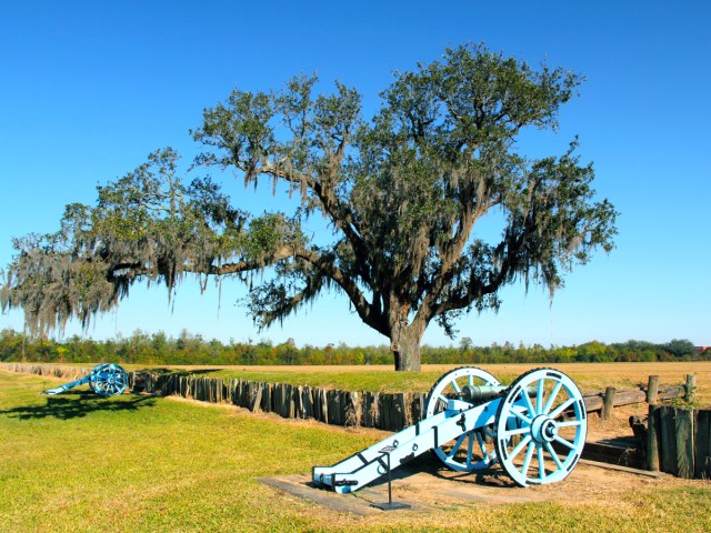 Cannons at Chalmette Battlefield in Louisiana