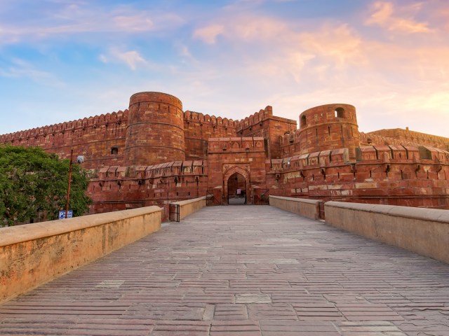 Agra Fort built of red sandstone in Uttar Pradesh, India