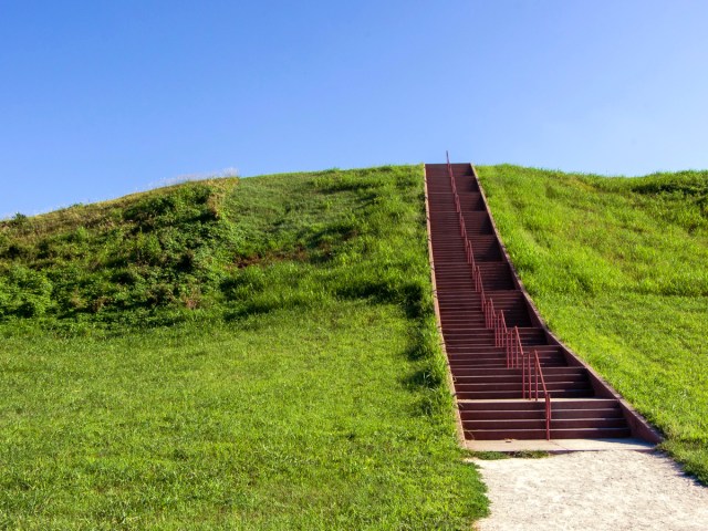 Steps leading to Cahokia Mounds in Illinois