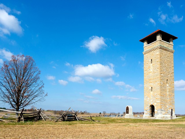Stone tower at Antietam National Battlefield in Maryland