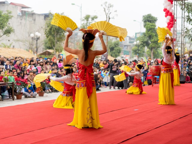 Costumed performers for Lunar New Year in Hanoi, Vietnam