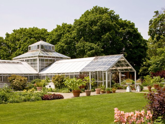 Greenhouse and gardens at the Snug Harbor Cultural Center on Staten Island in New York City