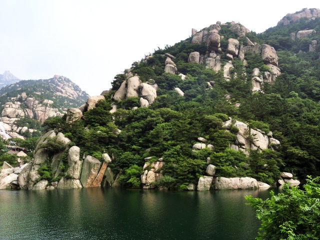 Laoshan Mountain beside lake in Shangdong, China