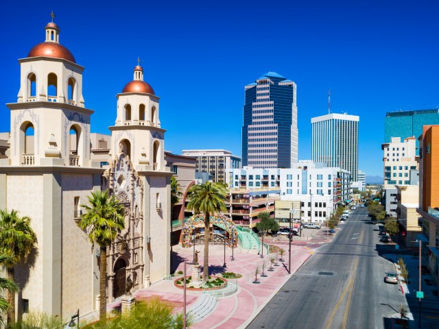 Spanish-style church in downtown Tucson, Arizona