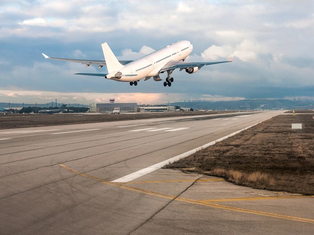 Jet taking off on runway