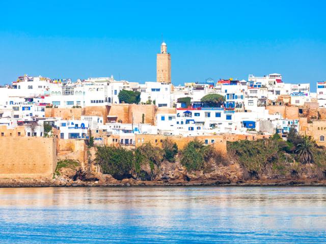 Cityscape of Rabat, Morocco, seen from across body of water