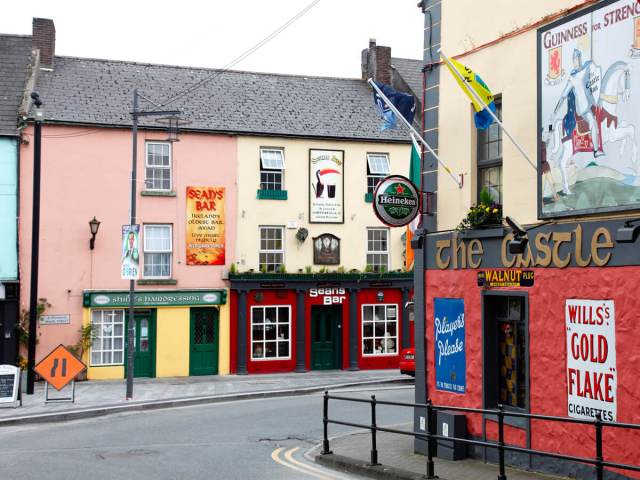 Pubs on street corner in Dublin, Ireland