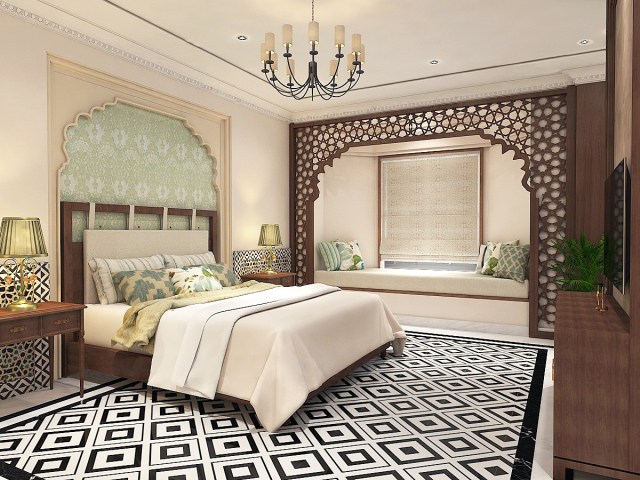 Guest room at the Anatara Jaipur Hotel in Jaipur, India