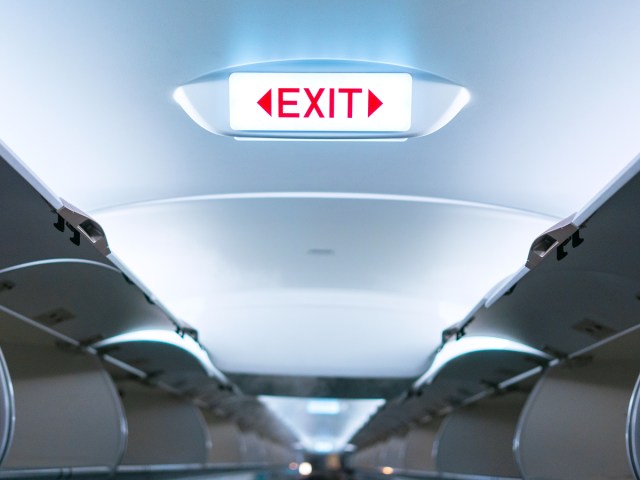 Illuminated sign indicating aircraft exit