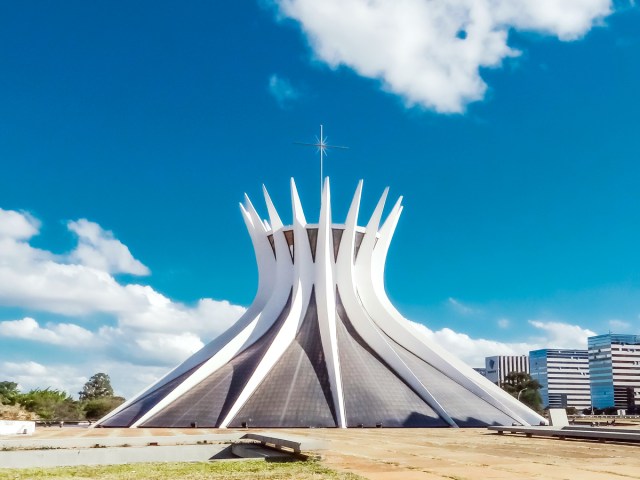 Distinctively shaped Cathedral of Brasília, Brazil