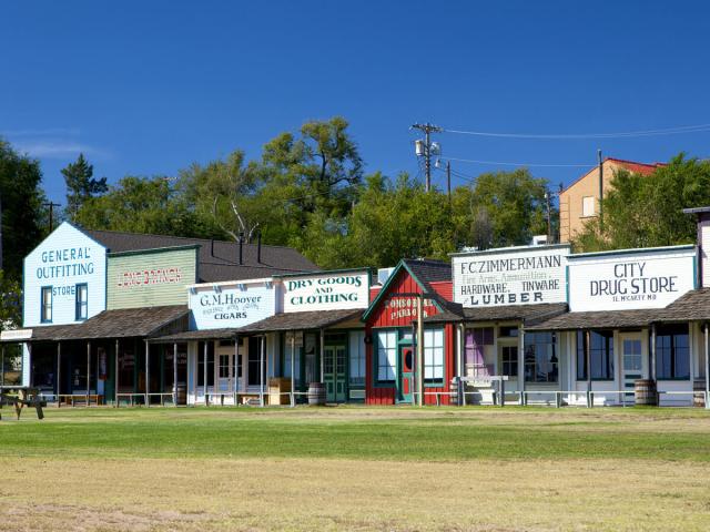 Historic Old West buildings in Dodge City, Kansas