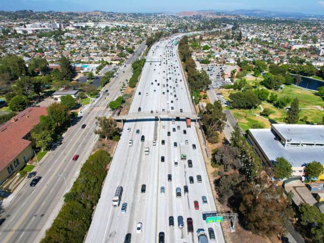 Aerial view of Los Angeles highway