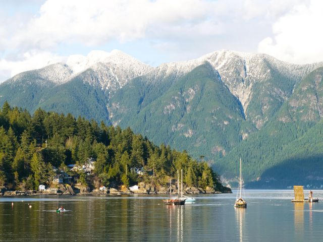 Boats off the coast of Bowen Island, British Columbia
