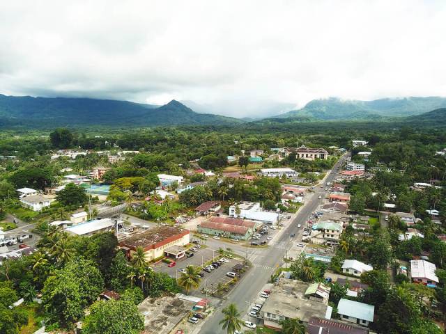 Aerial view of residential community in Palikir, Micronesia