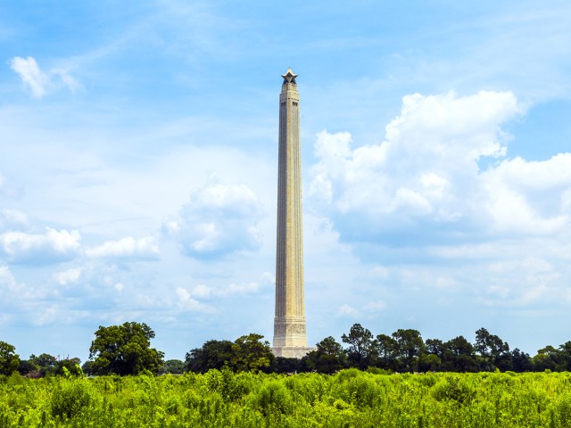 View across field of San Jacinto Monument in Texas