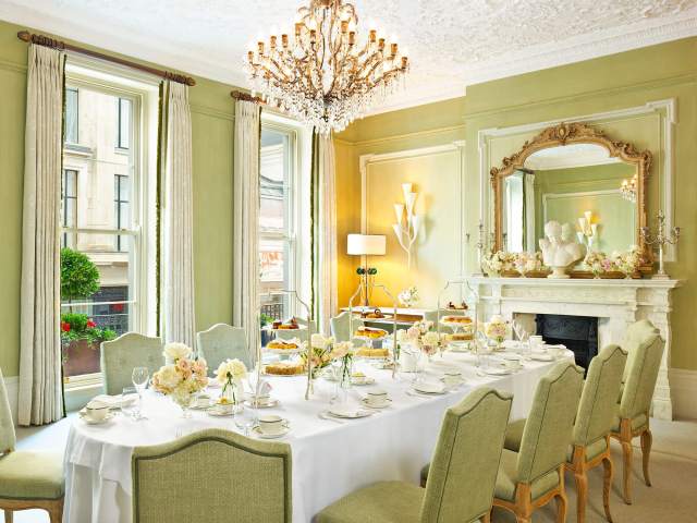 Luxuriously appointed dining room at Brown's Hotel in London, England