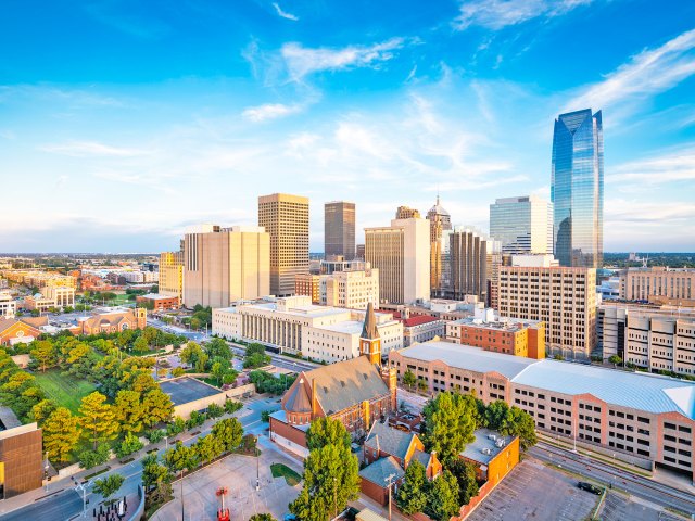 Aerial view of downtown Oklahoma City, Oklahoma