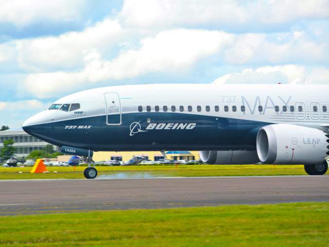 Boeing 737 MAX taxiing on runway