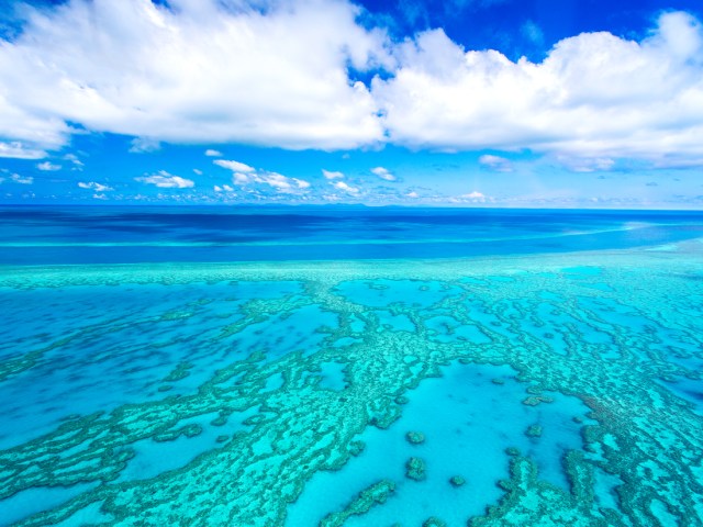 Aerial view of the Great Barrier Reef in Australia