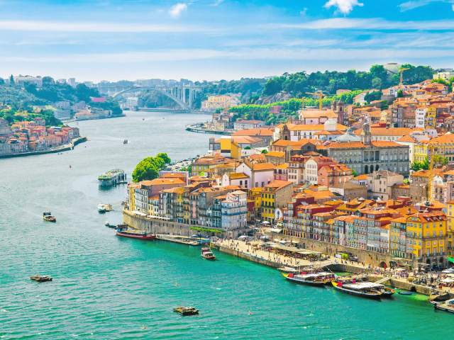 Aerial view of Porto, Portugal, and Douro River