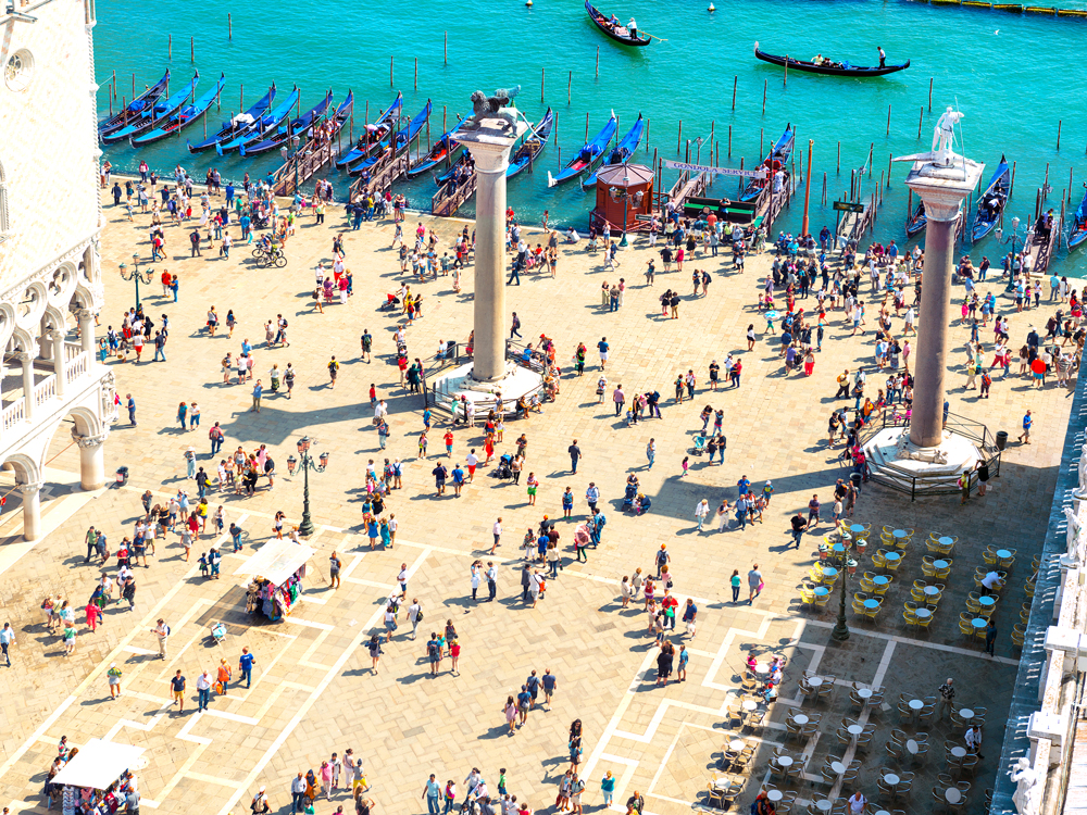 Aerial view of St. Mark's Square in Venice, Italy
