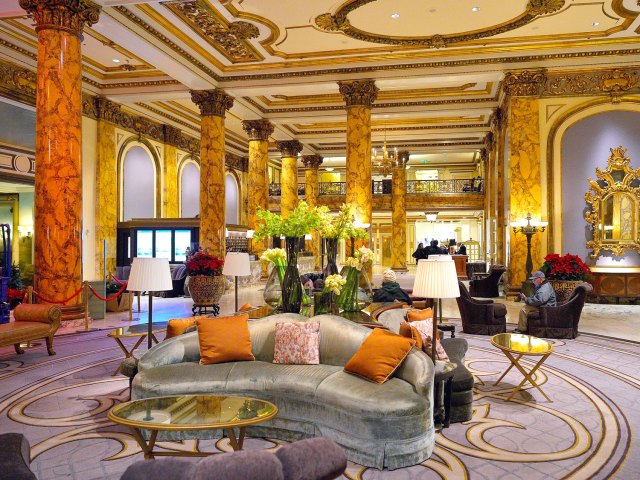 Ornate lobby of the Fairmont San Francisco in California