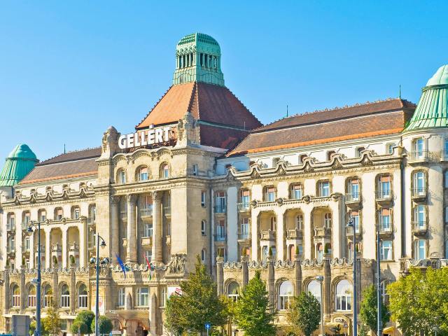 Grandiose exterior of Hotel Gellért in Budapest, Hungary 