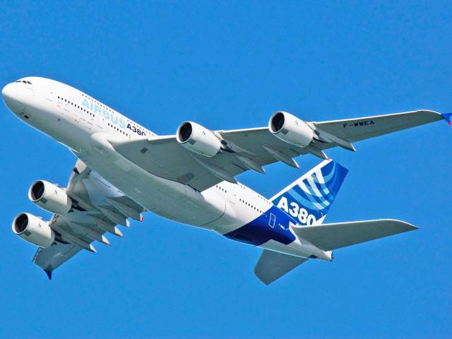 Airbus A380 jumbo jet taking off