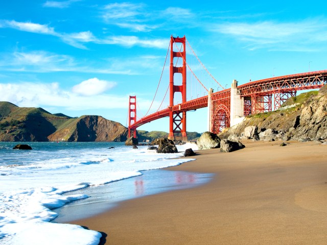 View of the Golden Gate Bridge from Golden Gate National Recreation Area in San Francisco, California