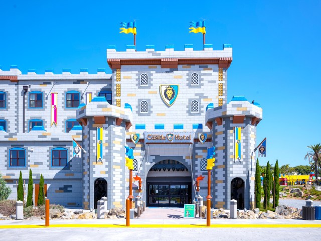 LEGO-themed exterior of the LEGOLAND Castle Hotel in Carlsbad, California