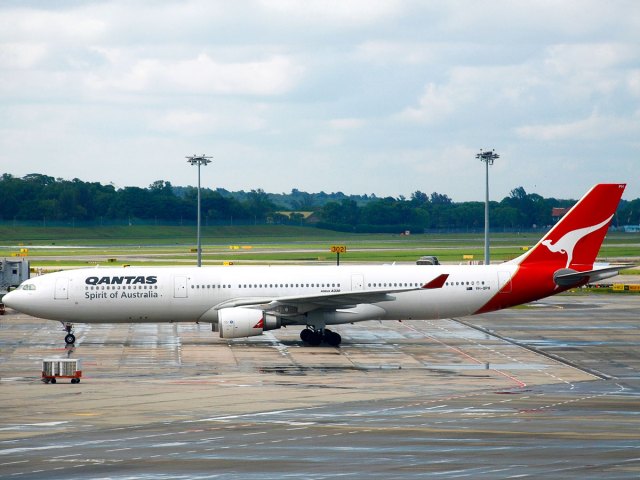 Qantas Airbus A330 parked on tarmac