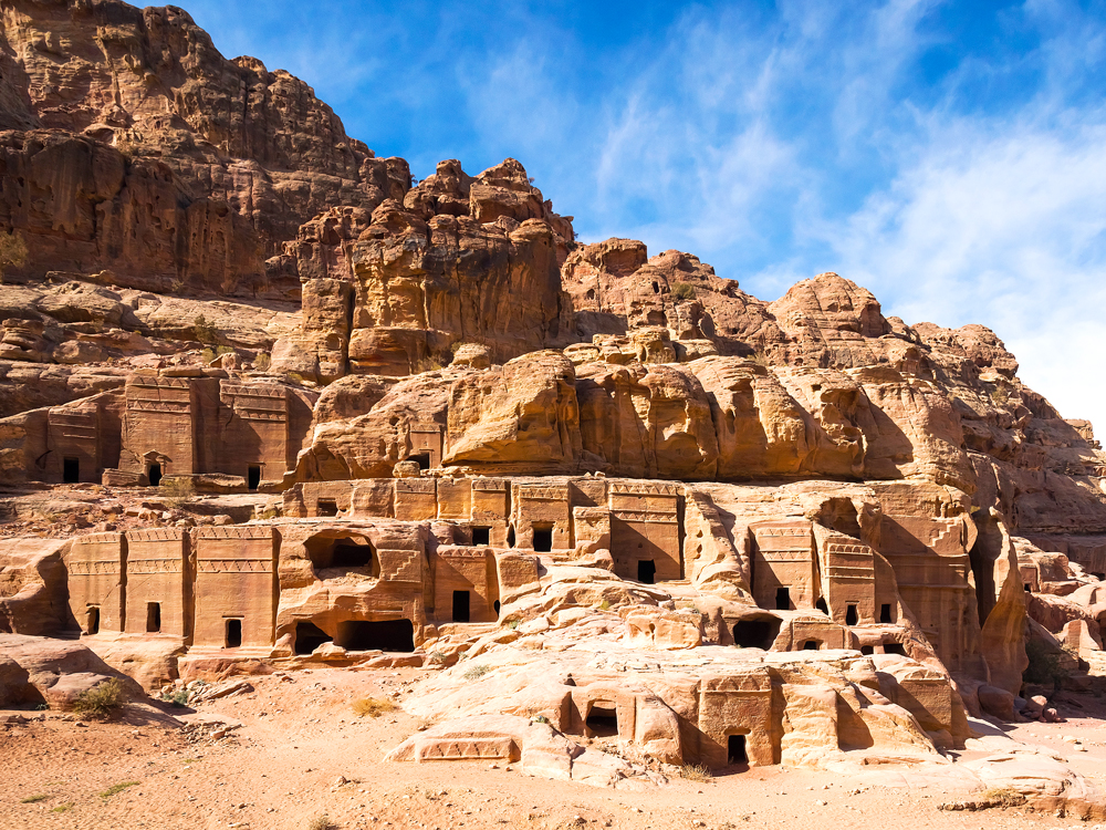 Rock-carved buildings of Petra, Jordan