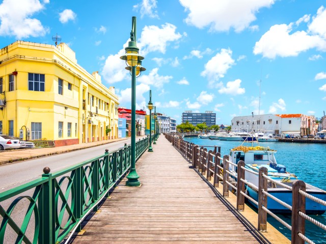 Waterfront walkway next to port