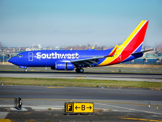 Southwest Airlines Boeing 737 landing on airport runway