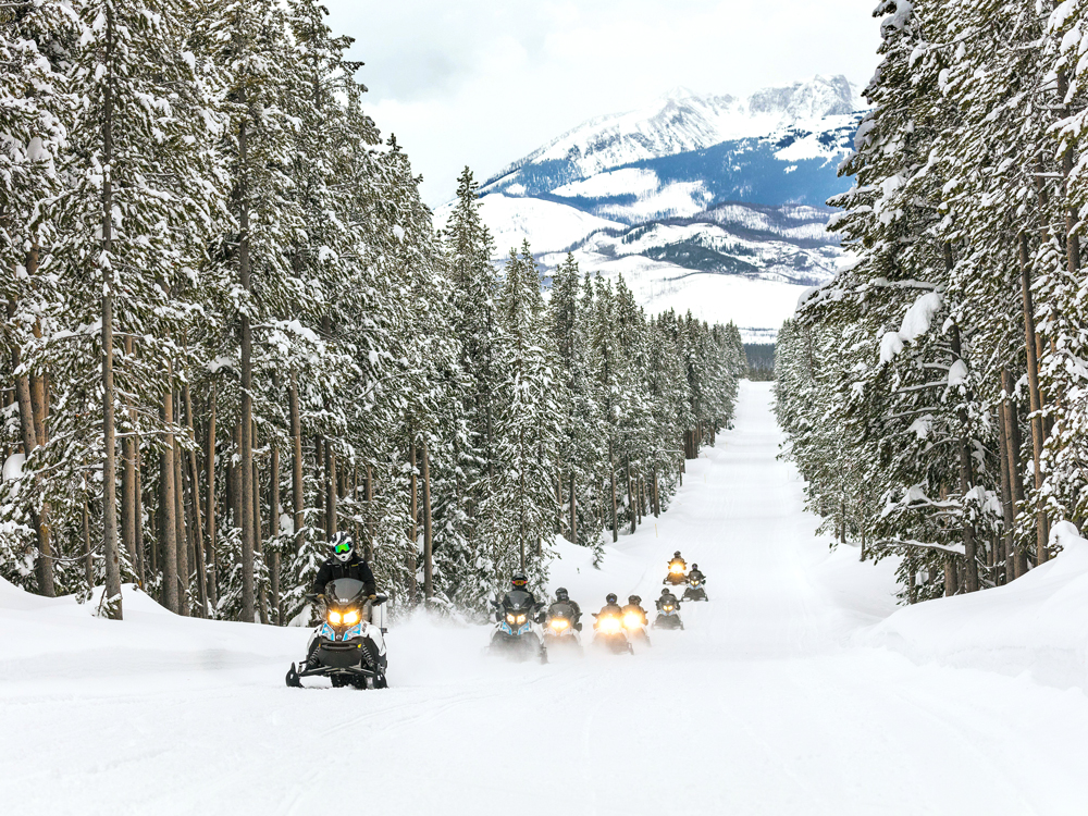 Snowmobilers in Yellowstone National Park