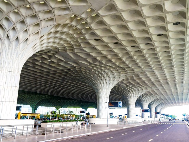 Modern terminal design of Chhatrapati Shivaji Maharaj International Airport in Mumbai, India
