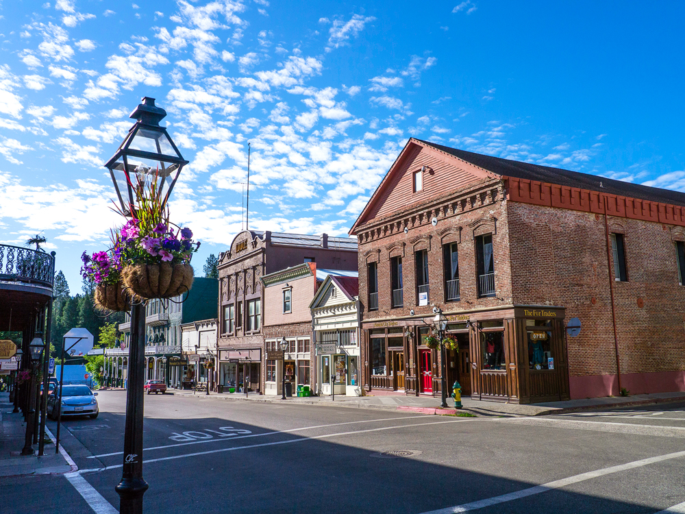 Main street in California gold rush town of Nevada City