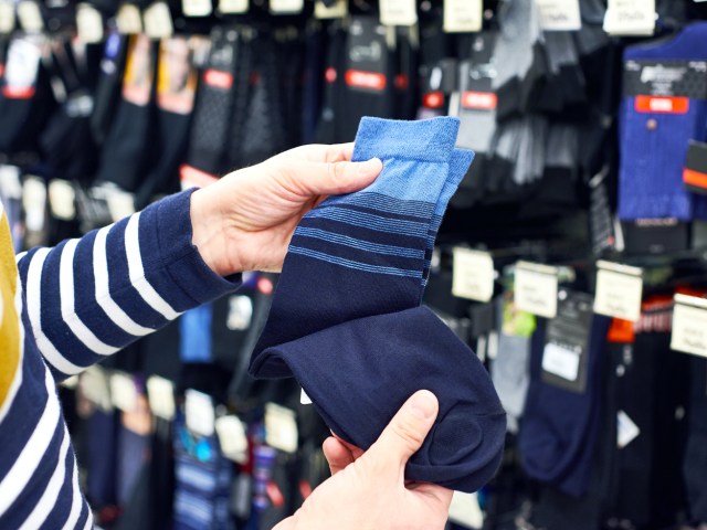 Shopper browsing socks