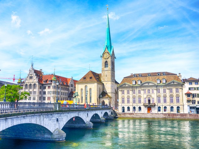 Bridge over the Limmat River in Zurich, Switzerland