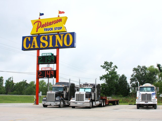 Trucks parked at rest stop in southern Louisiana